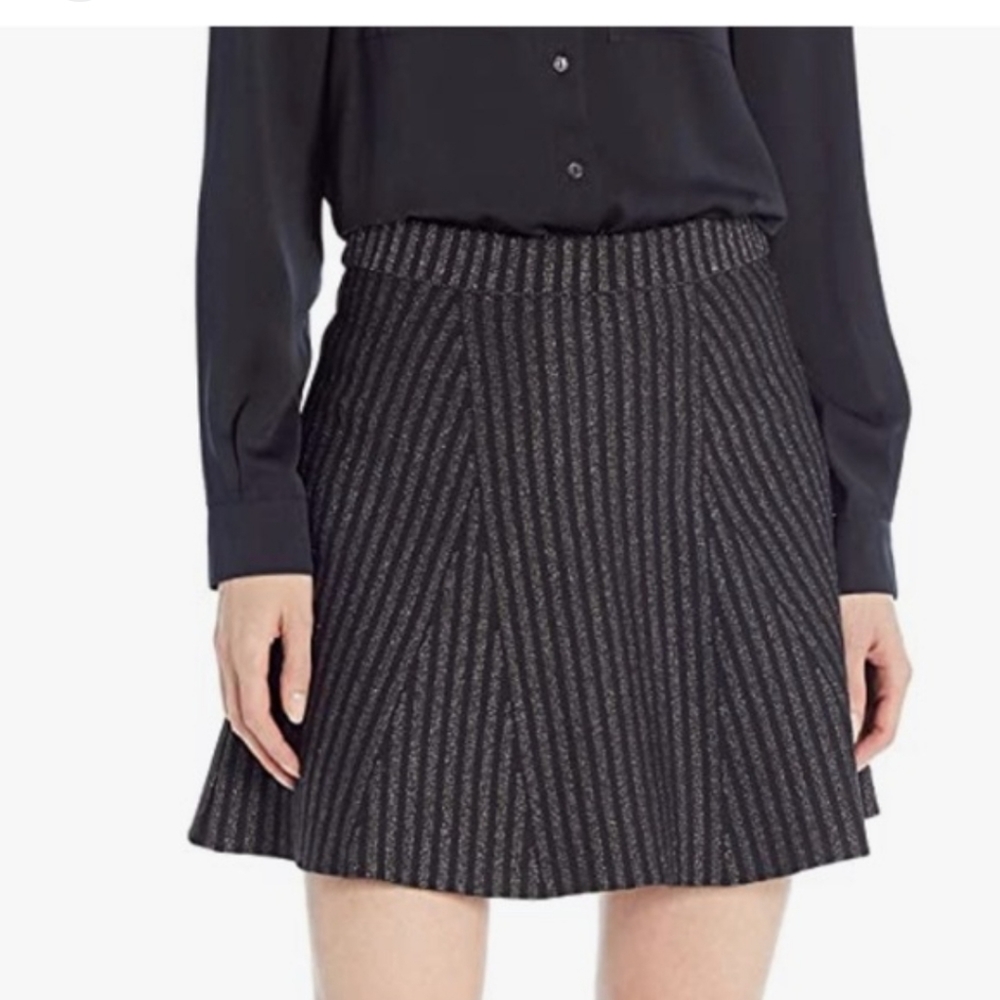 BCBGMAXAZRIA NWTS S Metallic Stripped Flare MinI Skirt